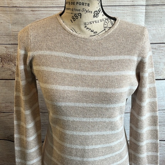 Kinross Thermal Pullover Sweater Cotton & Cashmere Blend Tan White Size Small - Picture 2 of 7